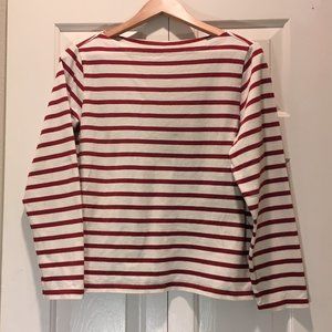 100% Cotton Boatneck Uniqlo Red Striped Shirt L